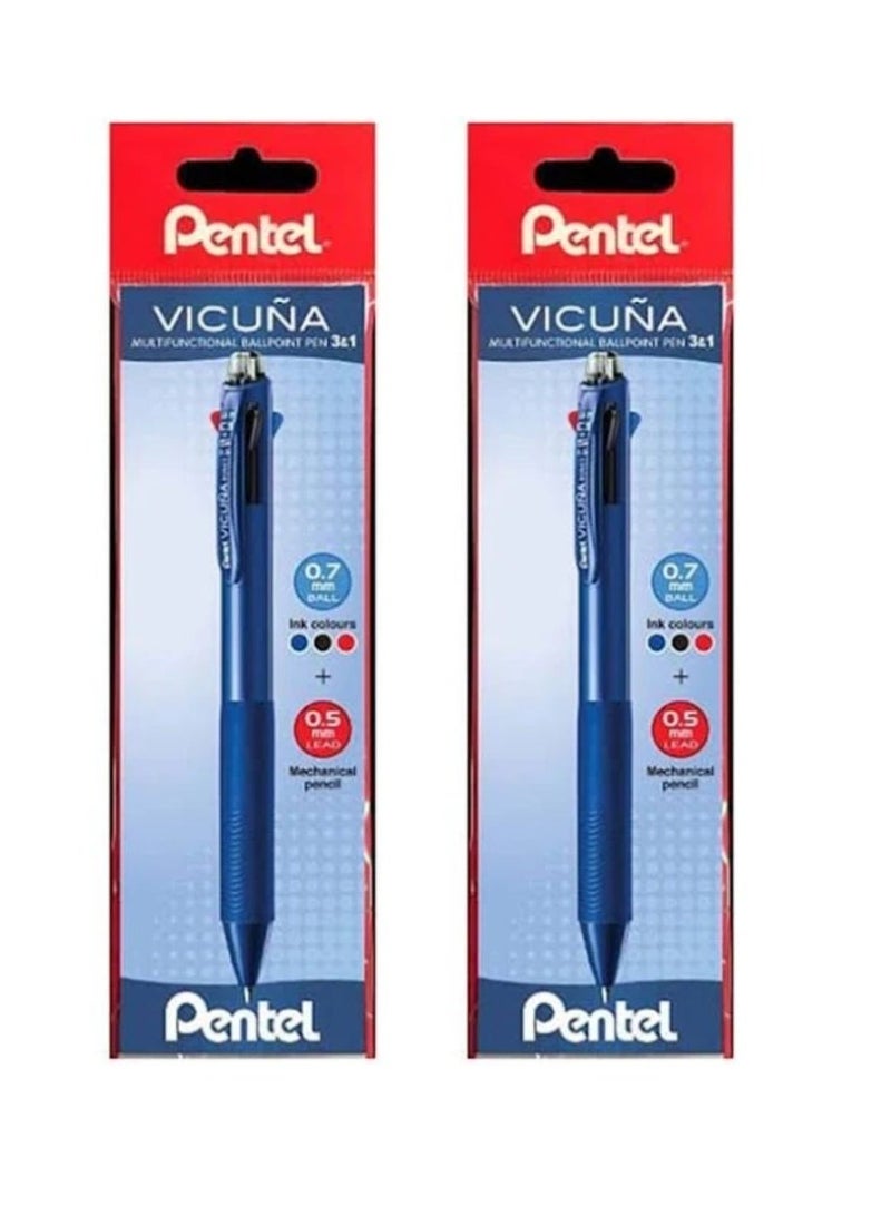 Pentel عبوة من 02 - قلم حبر جاف بنتل فيكونا مع قلم رصاص ميكانيكي متعدد - Image 1